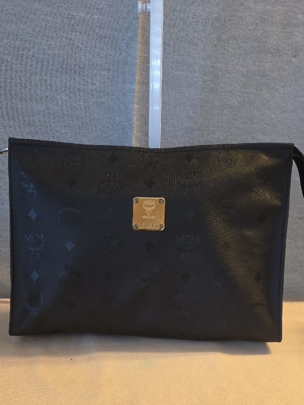MCM Black Monogram Leather pouch